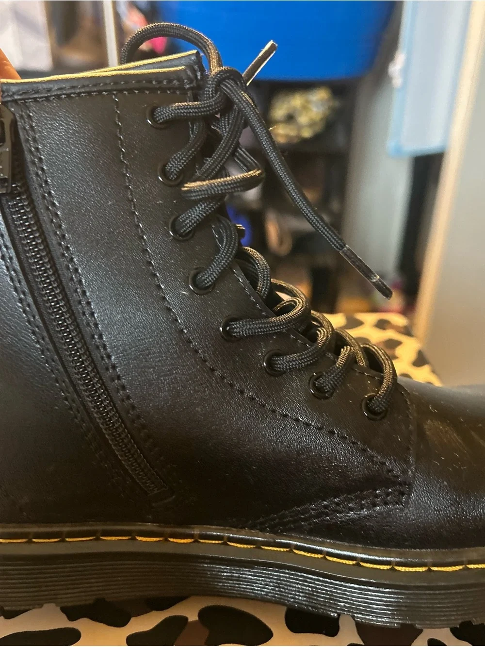 Dr. Martens Black Leather Zavalaj Lace-Up Side-Zip Boots